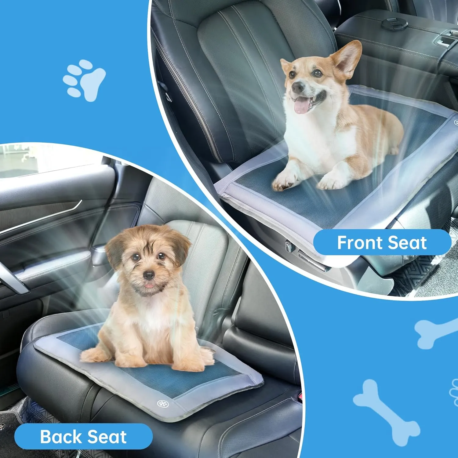 24' x 18' Dog & Cat Cooling Mat for Car Seat, 3 Airflow Levels, Electric Cooling Pad, Non-Toxic & Auto Power Off, Chew Resistant Cord