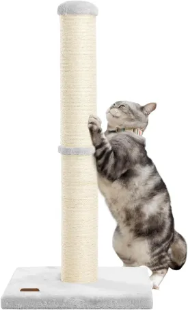 34inch Cat Scratching Post with Natural Sisal Rope 4.3Inch Large Diameter Scratcher Post Tree for Indoor Cats Grey