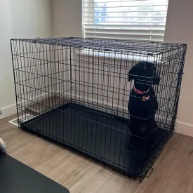 48 Inch Dog Crates for Large Dogs Folding Dog Cage Metal Wire Crates Portable Pet Kennels Outdoor and Indoor Pet Dog Cage Crate with Double-Door, Divider Panel, Removable Tray, Black