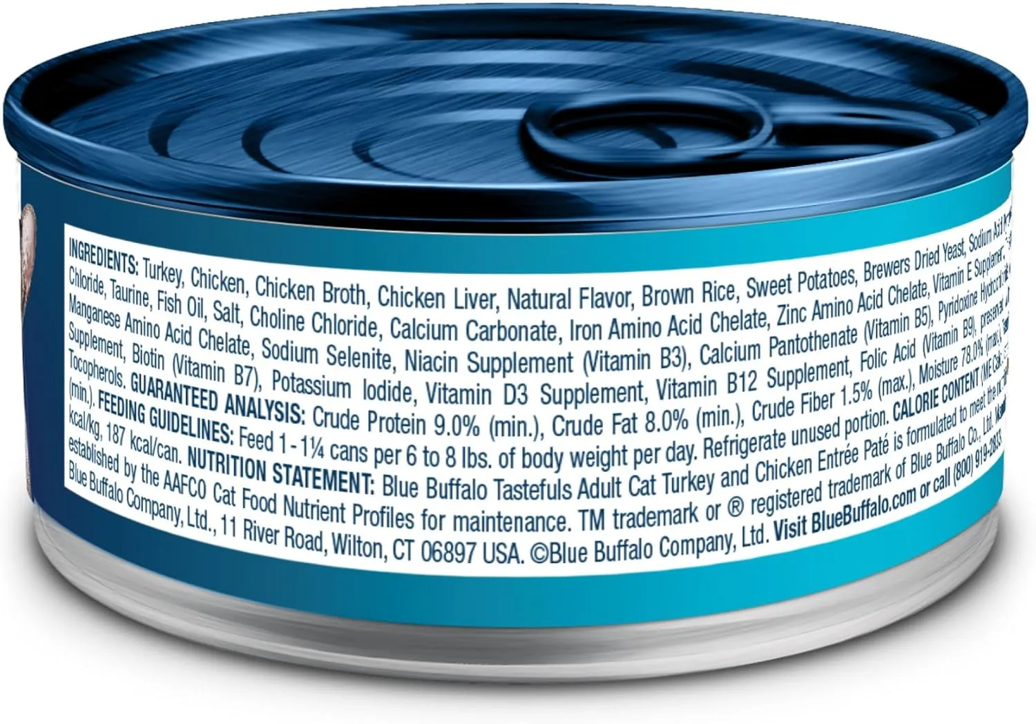 Blue Buffalo Tastefuls Wet Cat Food Pat, Made with Natural Ingredients, Turkey and Chicken Entre, 5.5-oz Cans (24 Count)
