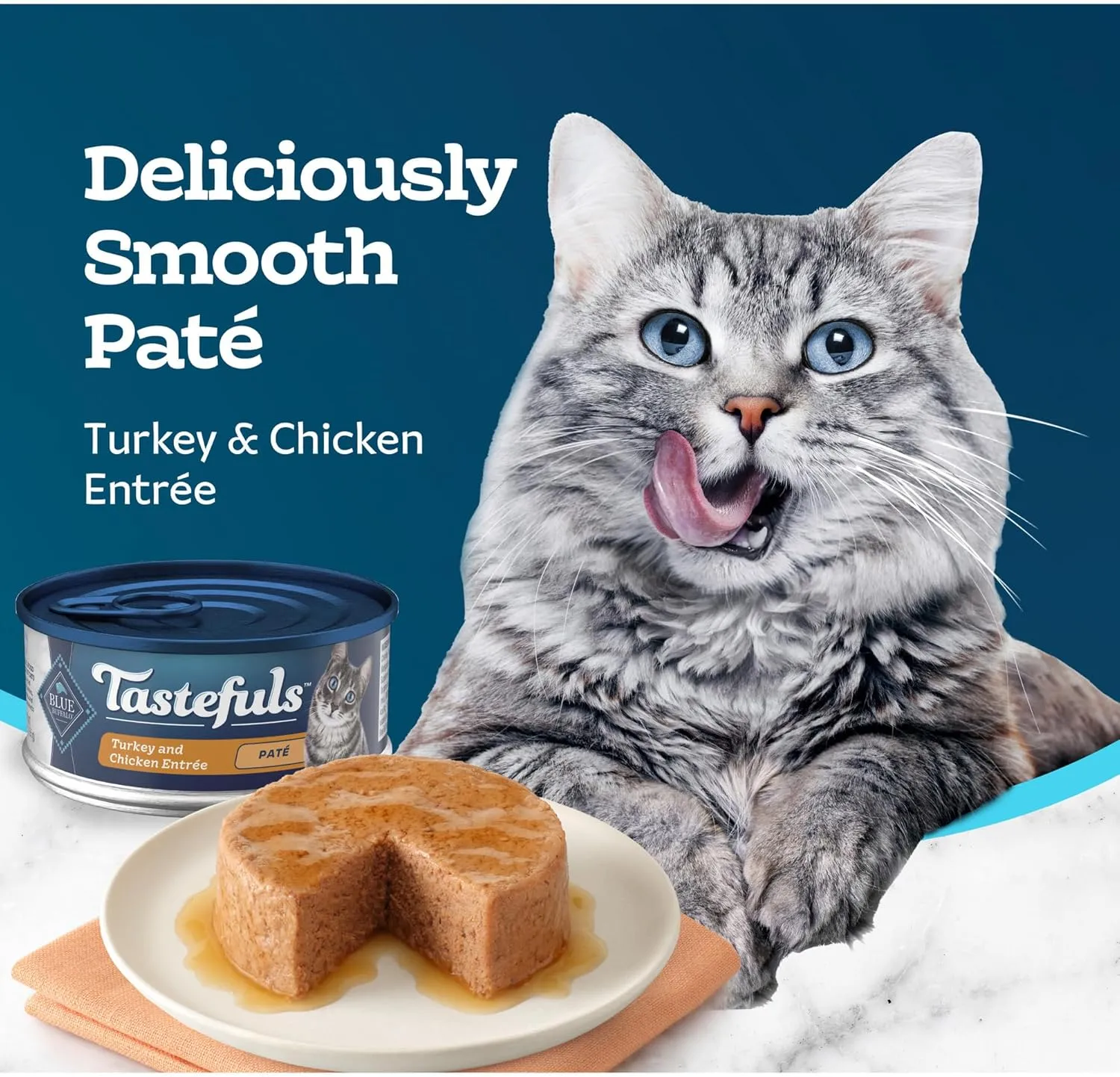 Blue Buffalo Tastefuls Wet Cat Food Pat, Made with Natural Ingredients, Turkey and Chicken Entre, 5.5-oz Cans (24 Count)