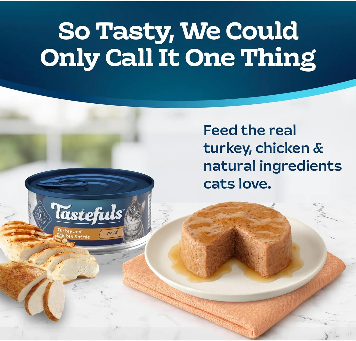 Blue Buffalo Tastefuls Wet Cat Food Pat, Made with Natural Ingredients, Turkey and Chicken Entre, 5.5-oz Cans (24 Count)
