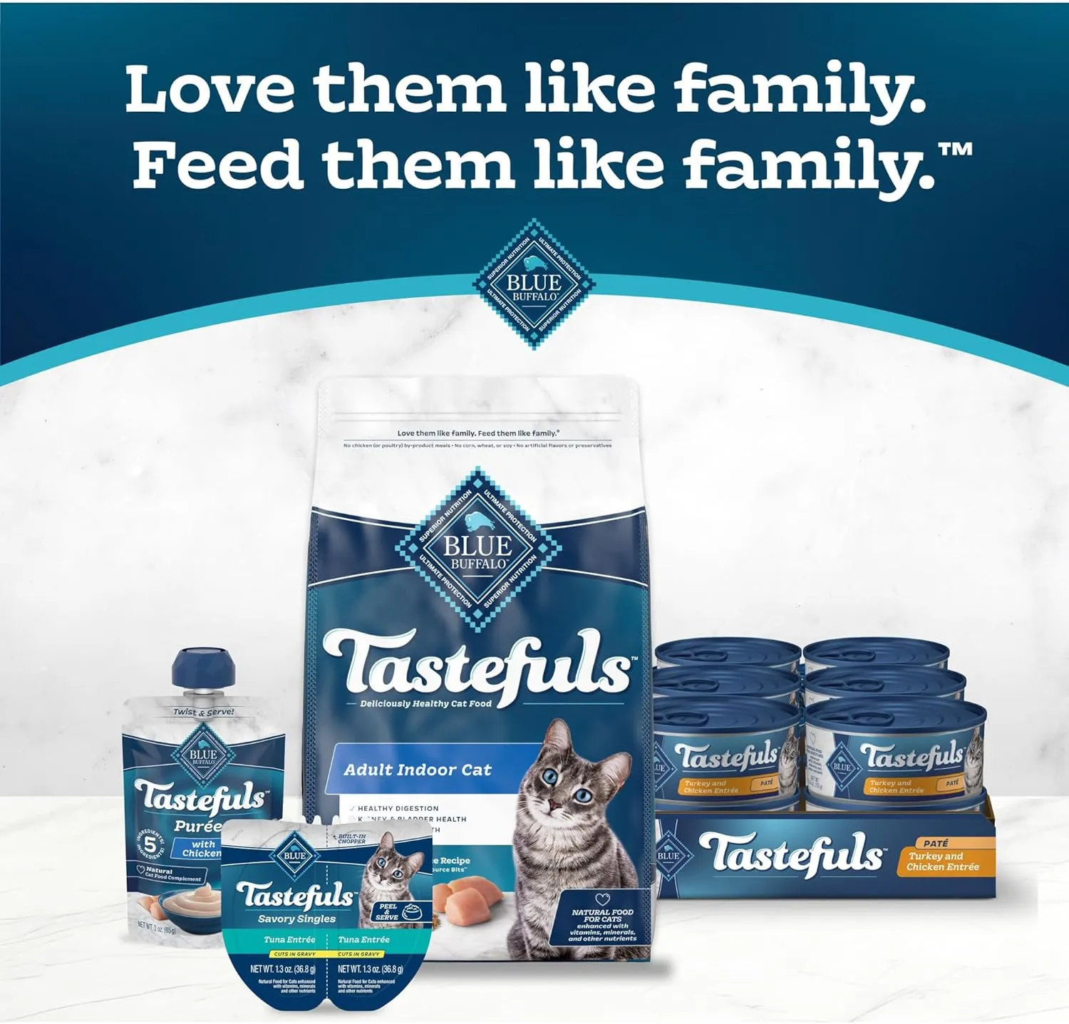 Blue Buffalo Tastefuls Wet Cat Food Pat, Made with Natural Ingredients, Turkey and Chicken Entre, 5.5-oz Cans (24 Count)