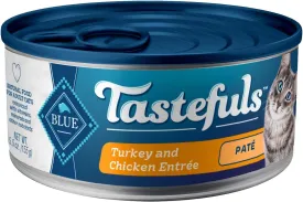 Blue Buffalo Tastefuls Wet Cat Food Pat, Made with Natural Ingredients, Turkey and Chicken Entre, 5.5-oz Cans (24 Count)