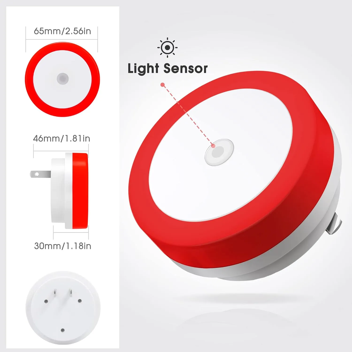 Briignite 4 Pack Red LED Night Light, Dusk to Dawn Sensor, Plug in, 60 Lumens, 0.6W, ABS Plastic, Perfect for Bedroom, Hallway, Bathroom, Kitchen, Stairway, Nursery