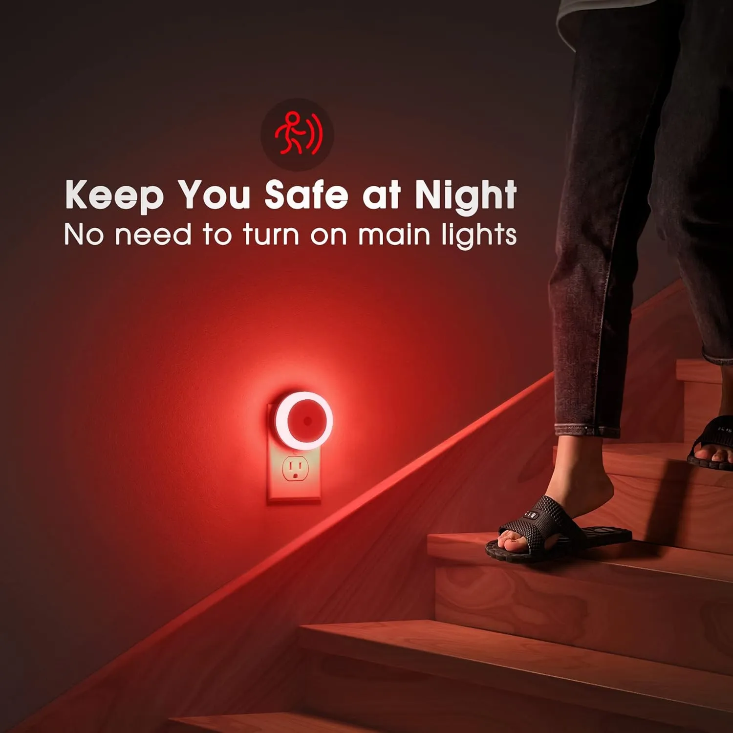 Briignite 4 Pack Red LED Night Light, Dusk to Dawn Sensor, Plug in, 60 Lumens, 0.6W, ABS Plastic, Perfect for Bedroom, Hallway, Bathroom, Kitchen, Stairway, Nursery