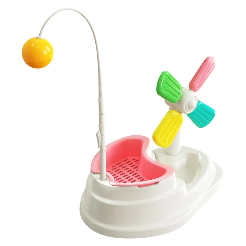 Cat Windmill Interactive Toy with Grass Box