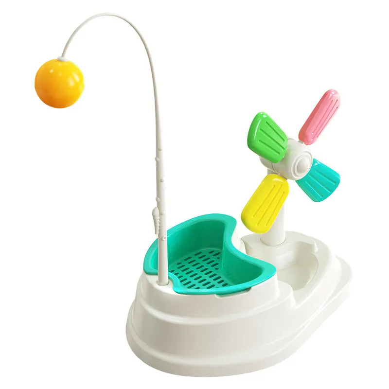 Cat Windmill Interactive Toy with Grass Box