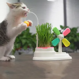 Cat Windmill Interactive Toy with Grass Box