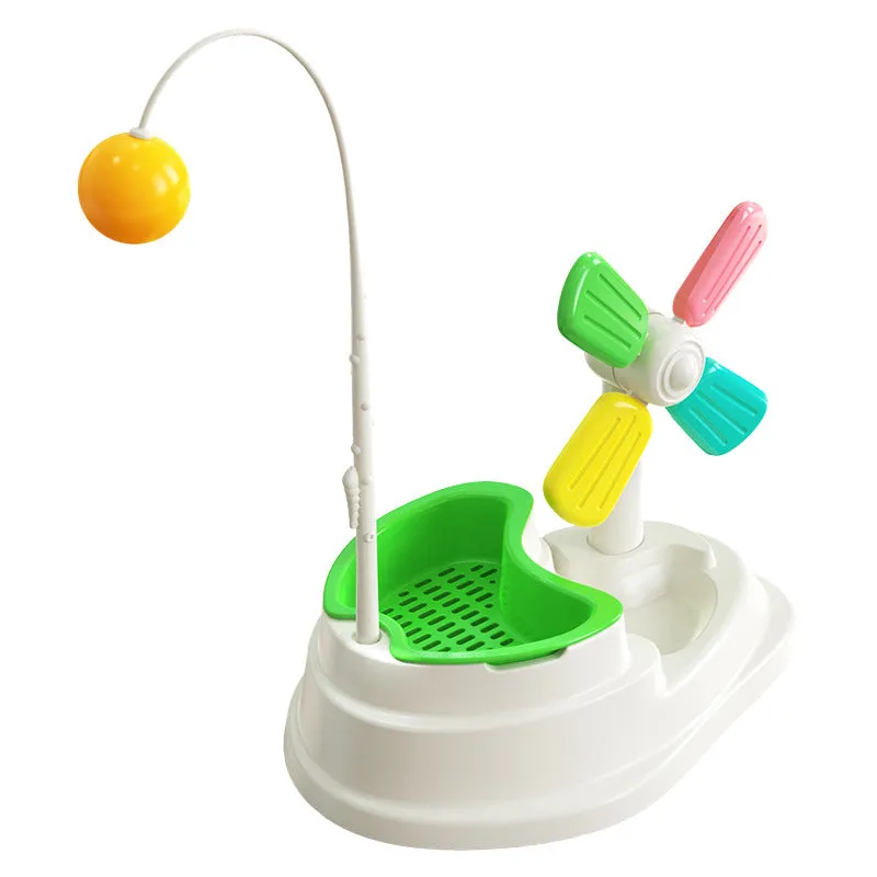 Cat Windmill Interactive Toy with Grass Box