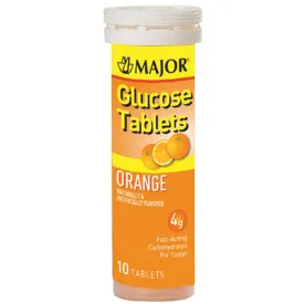 Chewable Glucose Tablets Orange Flavor, 10 Pack