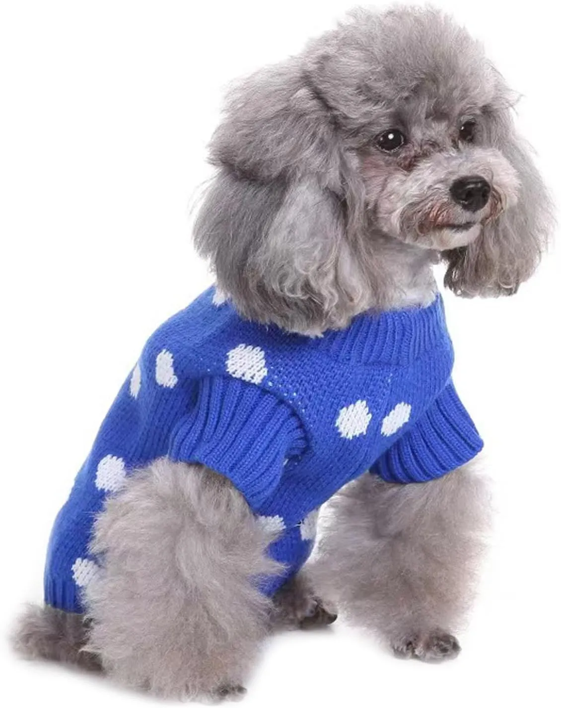 Classic Knitwear Warm Winter Dog Sweater - Thick Knitted Dot Puppy Turtleneck for Small Pets, Cat, Boy, Girl - Holiday Christmas Clothes