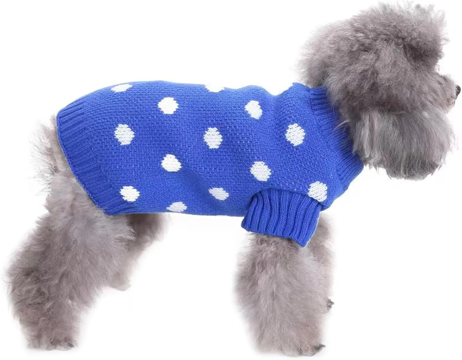 Classic Knitwear Warm Winter Dog Sweater - Thick Knitted Dot Puppy Turtleneck for Small Pets, Cat, Boy, Girl - Holiday Christmas Clothes