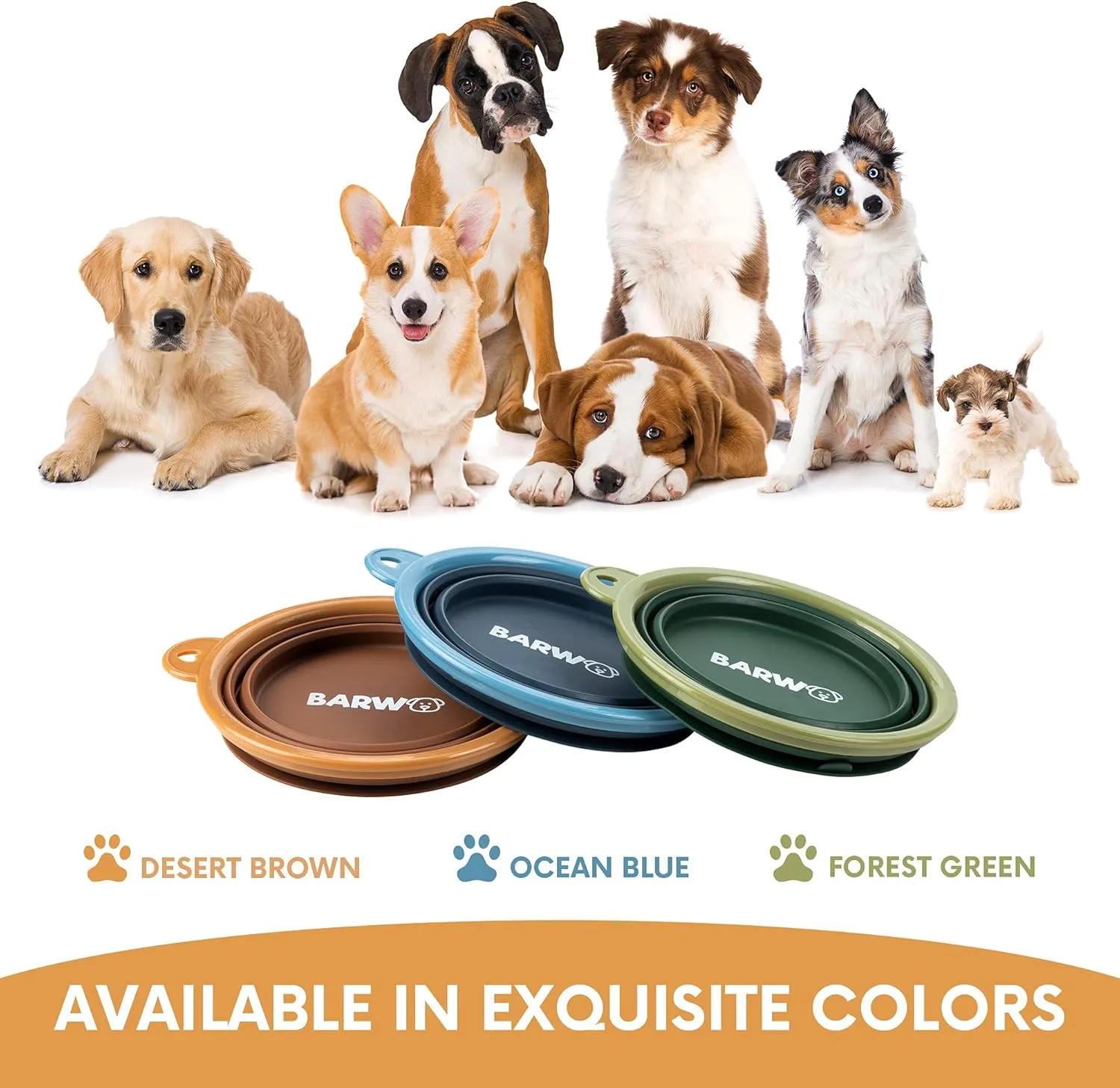 Collapsible Dog Bowl with Non Skid Suction Base -100% Pure Silicone Foldable Water Bowl, Portable Dog Bowl for Travel, Hiking & Camping 350mL 1 Piece