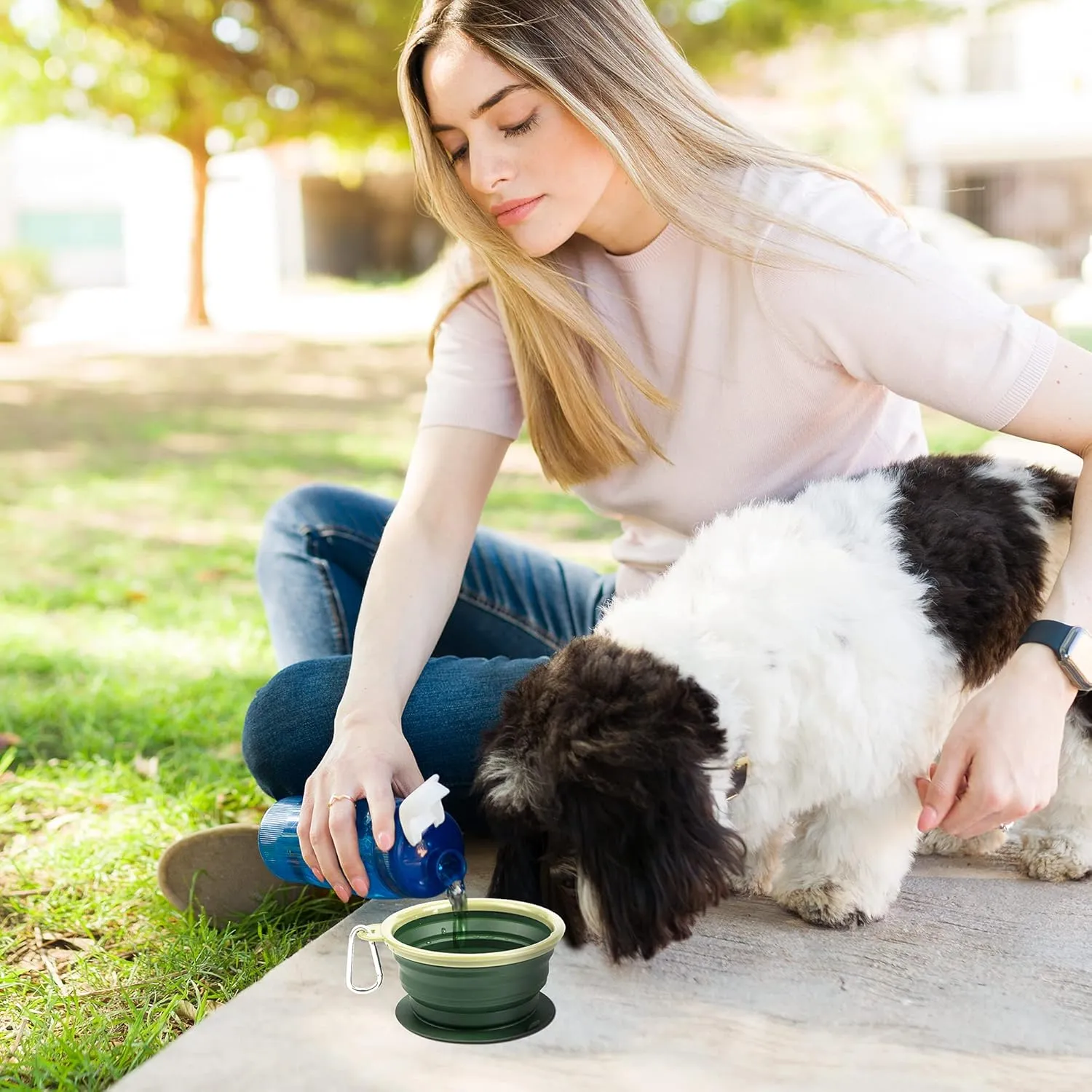 Collapsible Dog Bowl with Non Skid Suction Base -100% Pure Silicone Foldable Water Bowl, Portable Dog Bowl for Travel, Hiking & Camping 350mL 1 Piece