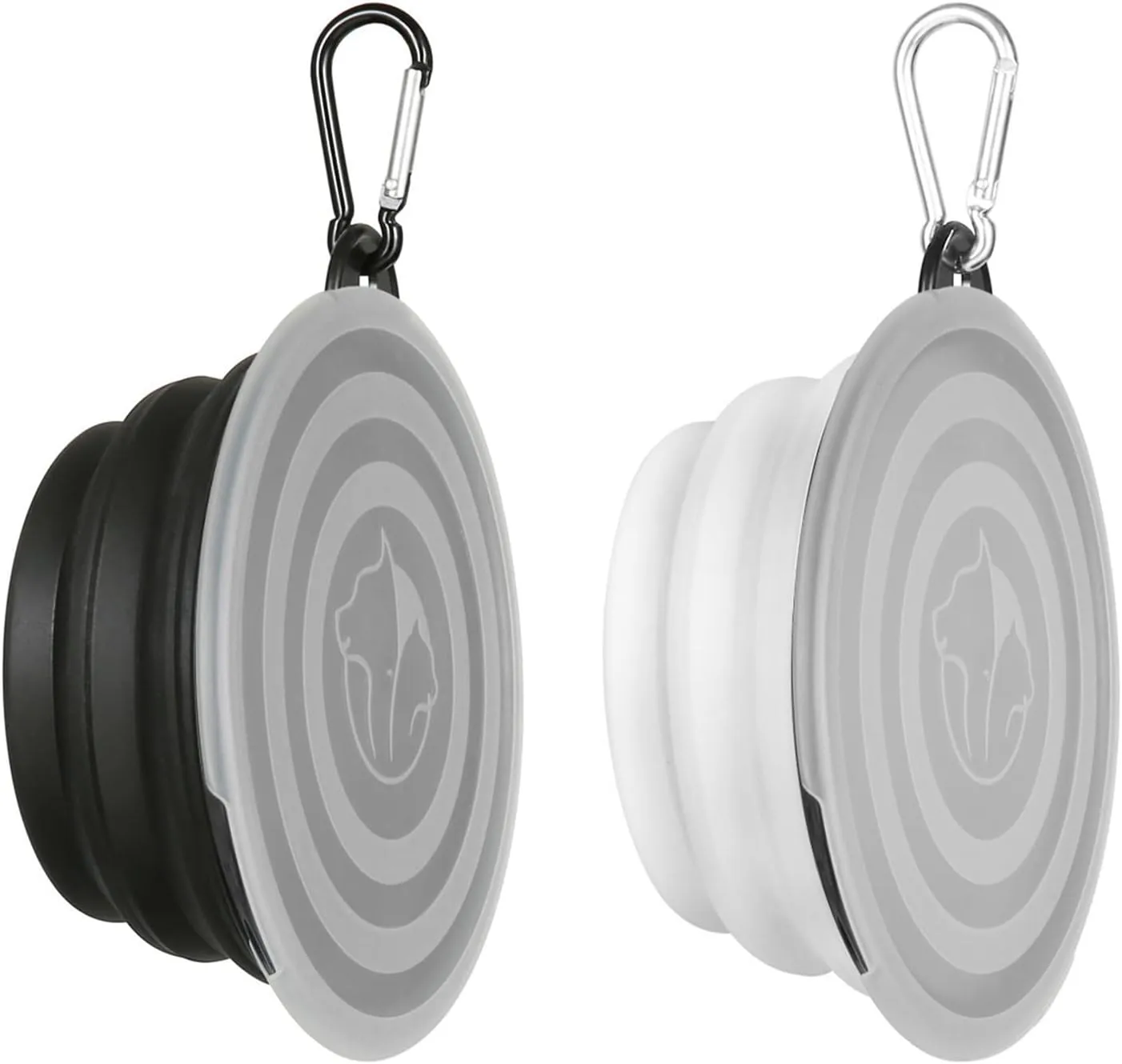 Collapsible Dog Bowl,2 Pack Portable and Foldable Pet Travel Bowls Collapsable Dog Water Feeding Bowls Dish for Dogs Cats and Small Animals,with Lids (Small, Black White)