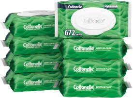 Cottonelle GentlePlus Flushable Wet Wipes with Aloe & Vitamin E, 8 Flip-Top Packs, 42 Wipes Per Pack (336 Total Wipes), Packaging May Vary