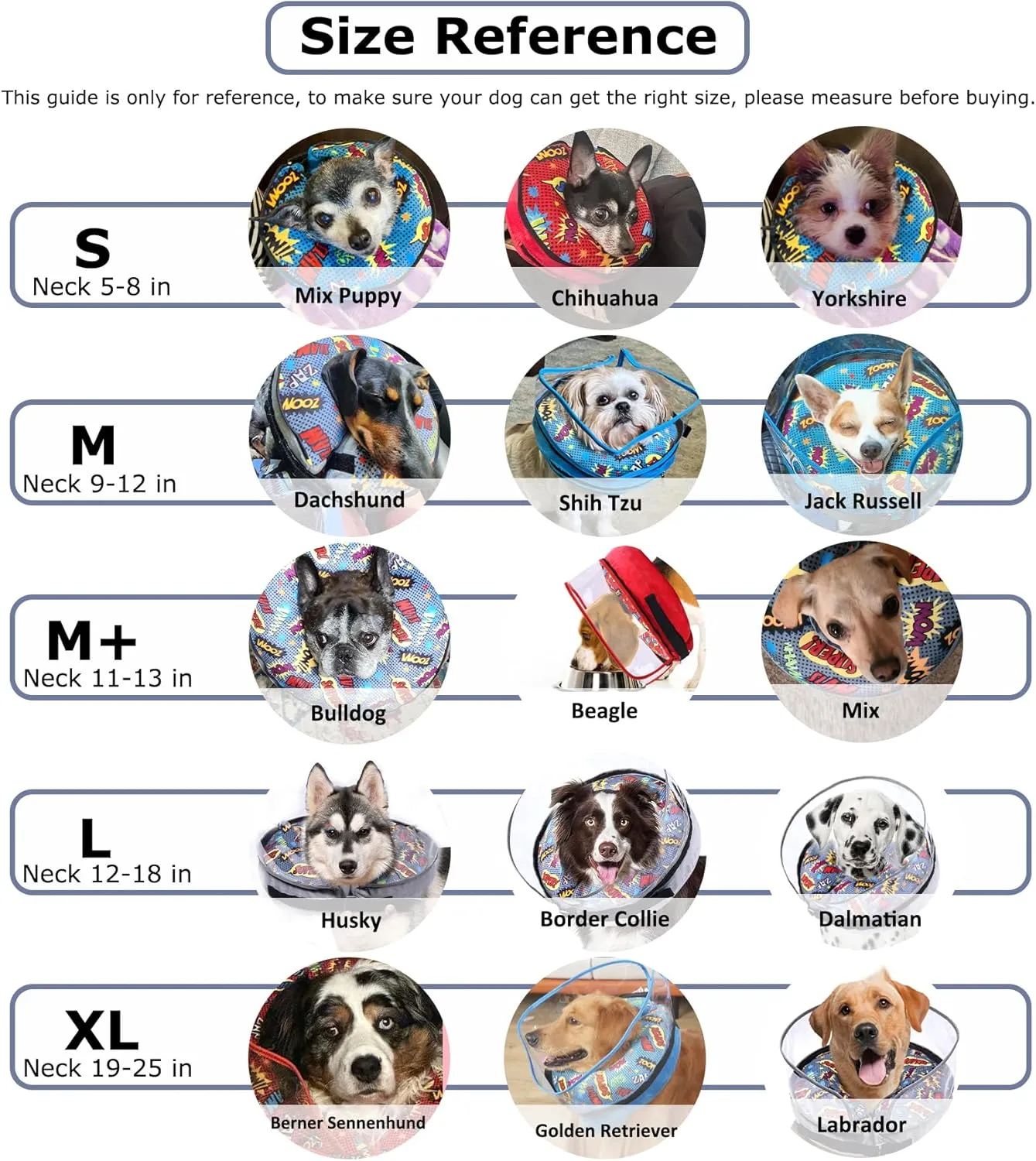 Crazy Felix Soft Inflatable Dog Cone Collar for Large Medium Small Dogs, Cone for Dogs After Surgery, Donut Recovery Cones to Stop Licking and Scratching, Elizabethan Collar with Baffle(Grey,S)