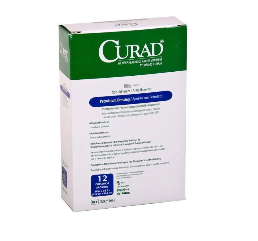 CURAD Sterile Petrolatum Gauze, 6" X 36", Box of 12