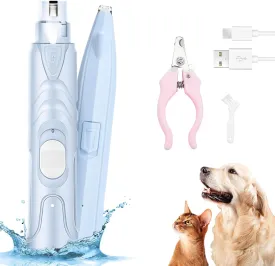 Dog Clippers Grooming Kit Hair Clipper, 2Pcs Low Noise Paw Trimmer, Cat Hair Trimmer with LED Light, Rechargeable Pet Clippers, Cordless Quiet Nail Grinder Shaver for Cats and Other Pets