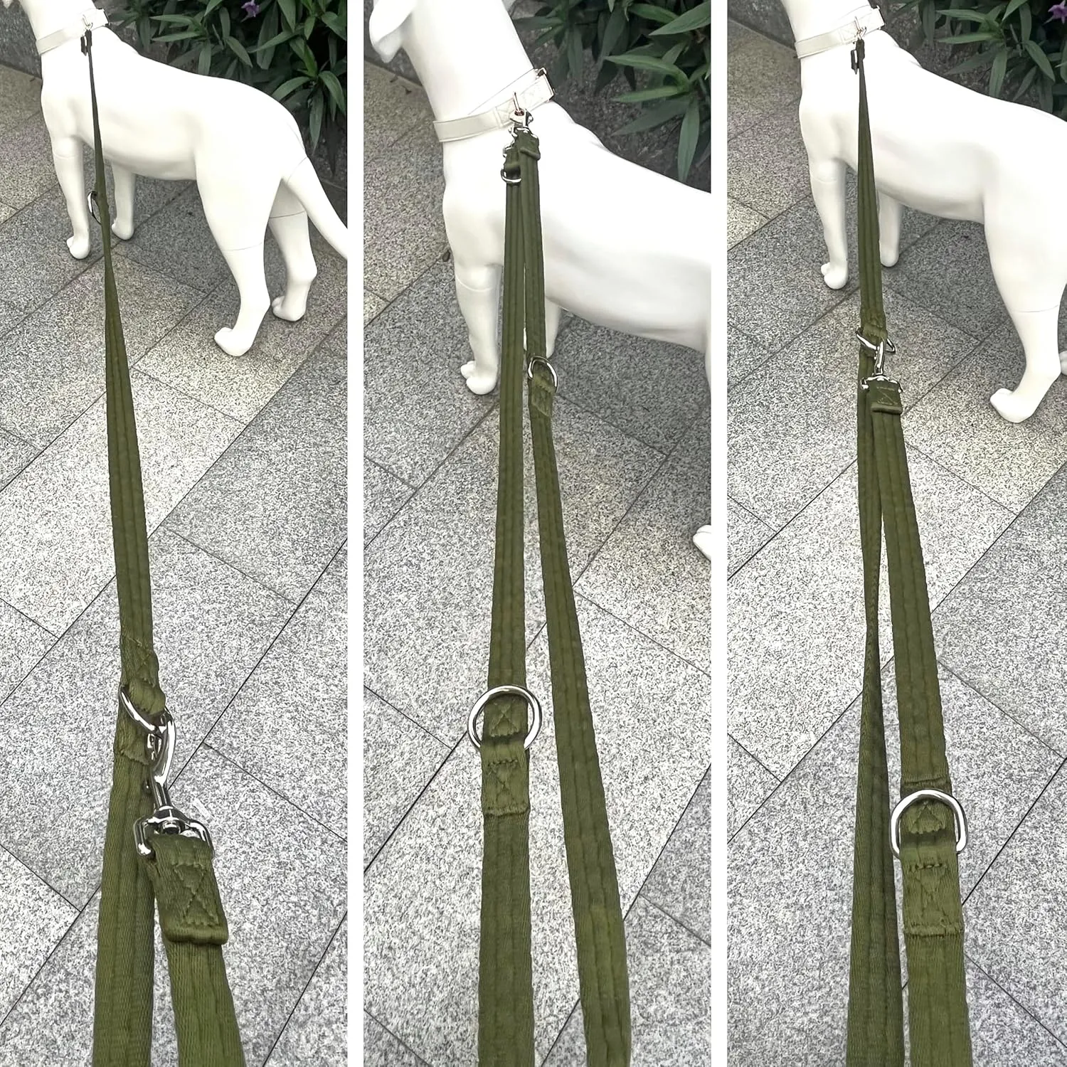 Dog Leash-Multifunctional Double Ended,for Obedience Training Or Distance Work Easy to Use,Lightweight,Soft&Durable Convertible Hands Free,Crossbody,Over Shoulder (Army Green, 2M*2.5CM)