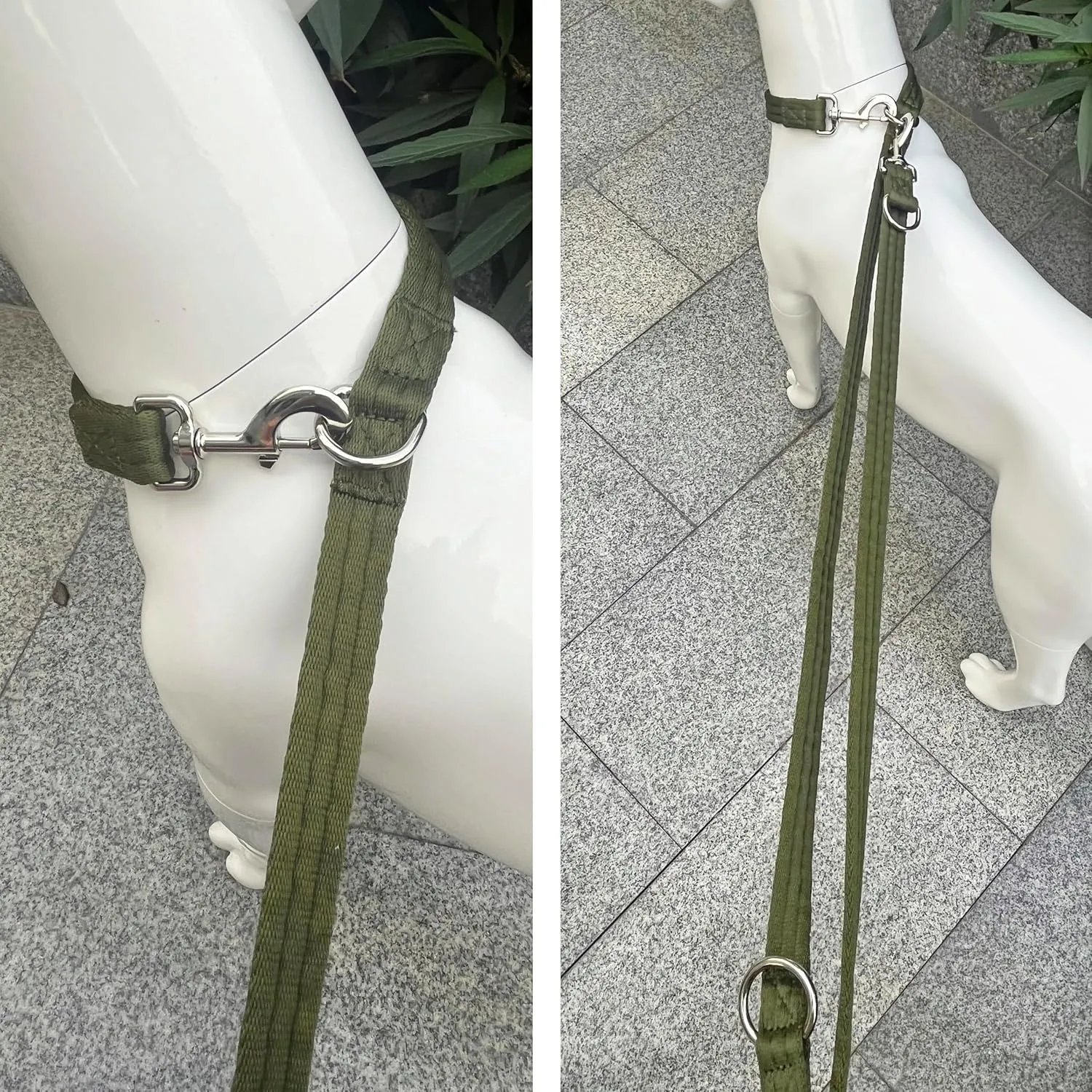 Dog Leash-Multifunctional Double Ended,for Obedience Training Or Distance Work Easy to Use,Lightweight,Soft&Durable Convertible Hands Free,Crossbody,Over Shoulder (Army Green, 2M*2.5CM)