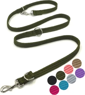 Dog Leash-Multifunctional Double Ended,for Obedience Training Or Distance Work Easy to Use,Lightweight,Soft&Durable Convertible Hands Free,Crossbody,Over Shoulder (Army Green, 2M*2.5CM)