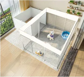 Dog Playpen Indoor with Door, 18 Panel DIY Dog Play Pen Portable Metal Wire Yard Fence Small Animal Exercise Cage for Small-Sized Dog,Rabbit, Guinea Pigs, Turtle,Ferret.