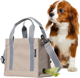 Dog Walking Bag Crossbody Tote and Dog Treat Pouch with Built-in Poop Bag Dispenser