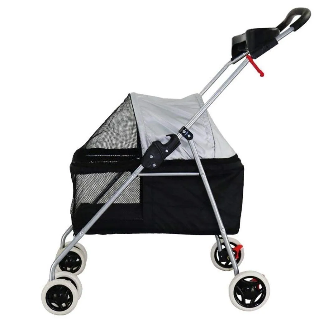 Double Dog Stroller Dog Stroller Pet Buggy Disabled Dog Pushchair 2 Front Swivel Wheels & Rear Brake 360 Rotation Front Wheel Max Loading 20kg