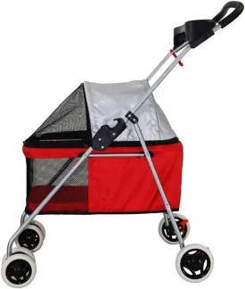 Double Dog Stroller Pet Travel Stroller Dog Stroller Pet Buggy Disabled Dog Pushchair 2 Front Swivel Wheels & Rear Brake 360 Rotation Front Wheel Max Loading (D)