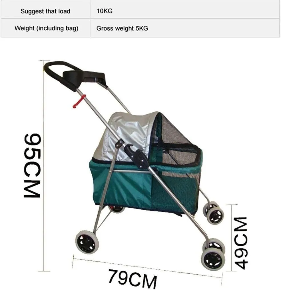 Double Dog Stroller Pet Travel Stroller Dog Stroller Pet Buggy Disabled Dog Pushchair 2 Front Swivel Wheels & Rear Brake 360 Rotation Front Wheel Max Loading (D)