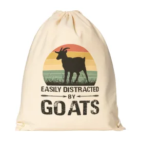 EASILY DISTRACTED BY GOATS Drawstring Canvas Backpack