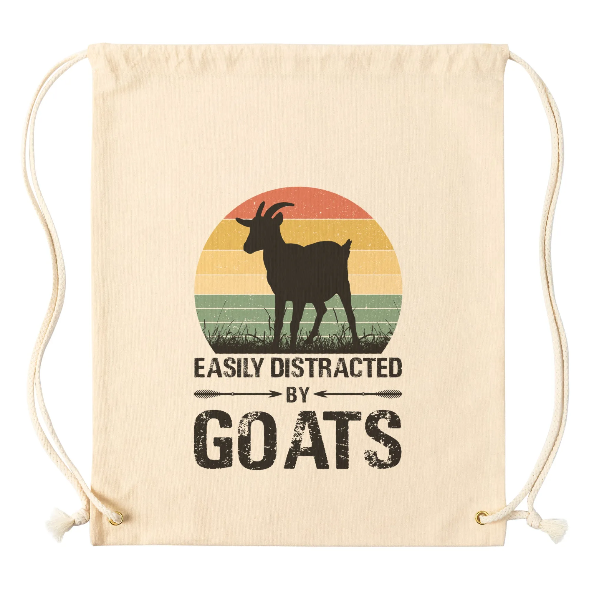 EASILY DISTRACTED BY GOATS Drawstring Canvas Backpack