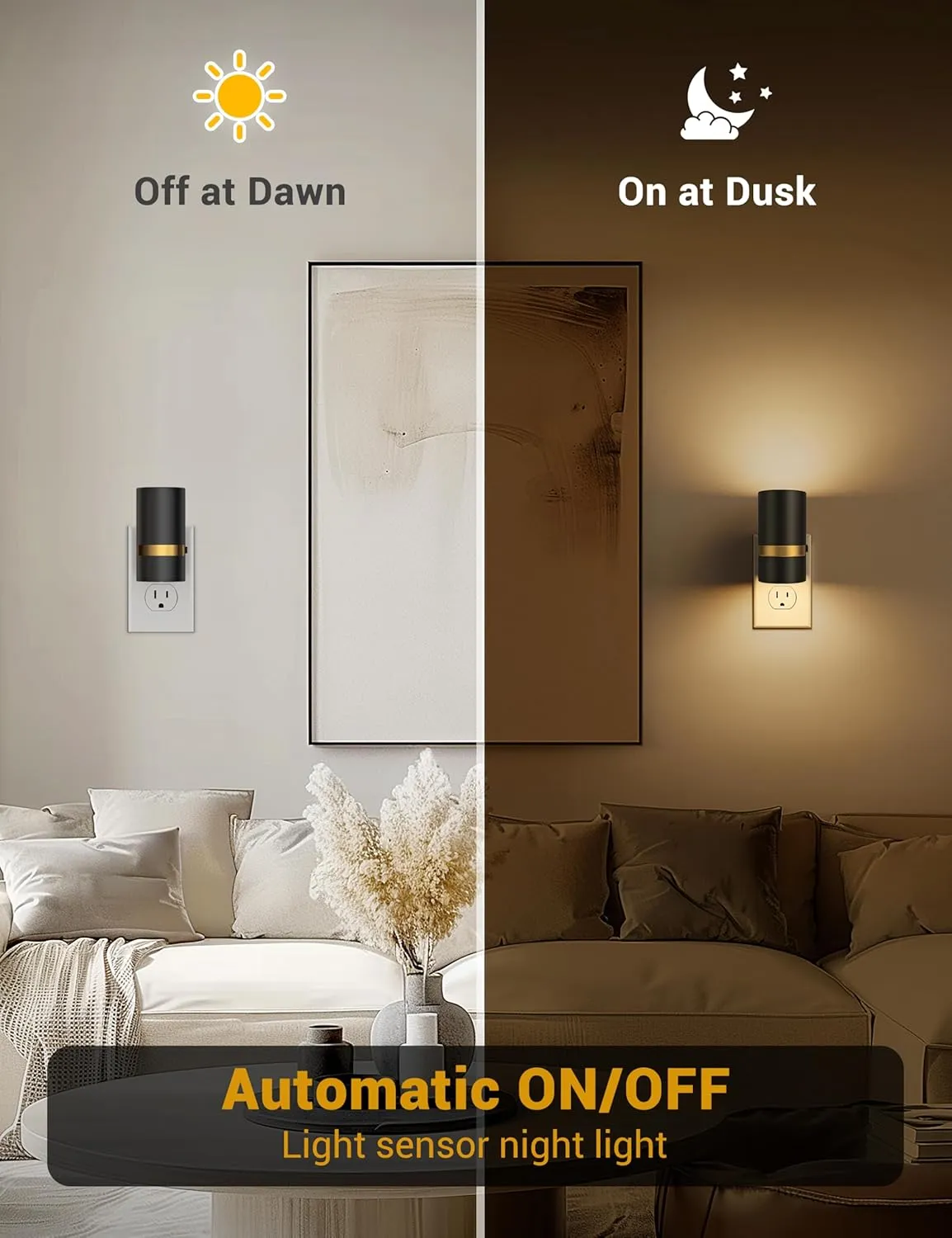 Fulighture Night Light, Night Lights Plug into Wall, Adjustable Nightlight Brightness 0-100LM, Dusk to Dawn Sensor Soft White Dimmable Night Lights for Adults Hallway Bedroom Stairway, 2 Pack