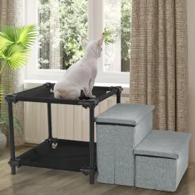 Hombys Pet Perch & Stairs, Multi-Level Dog & Cat Bunk Bed with Window View & Storage