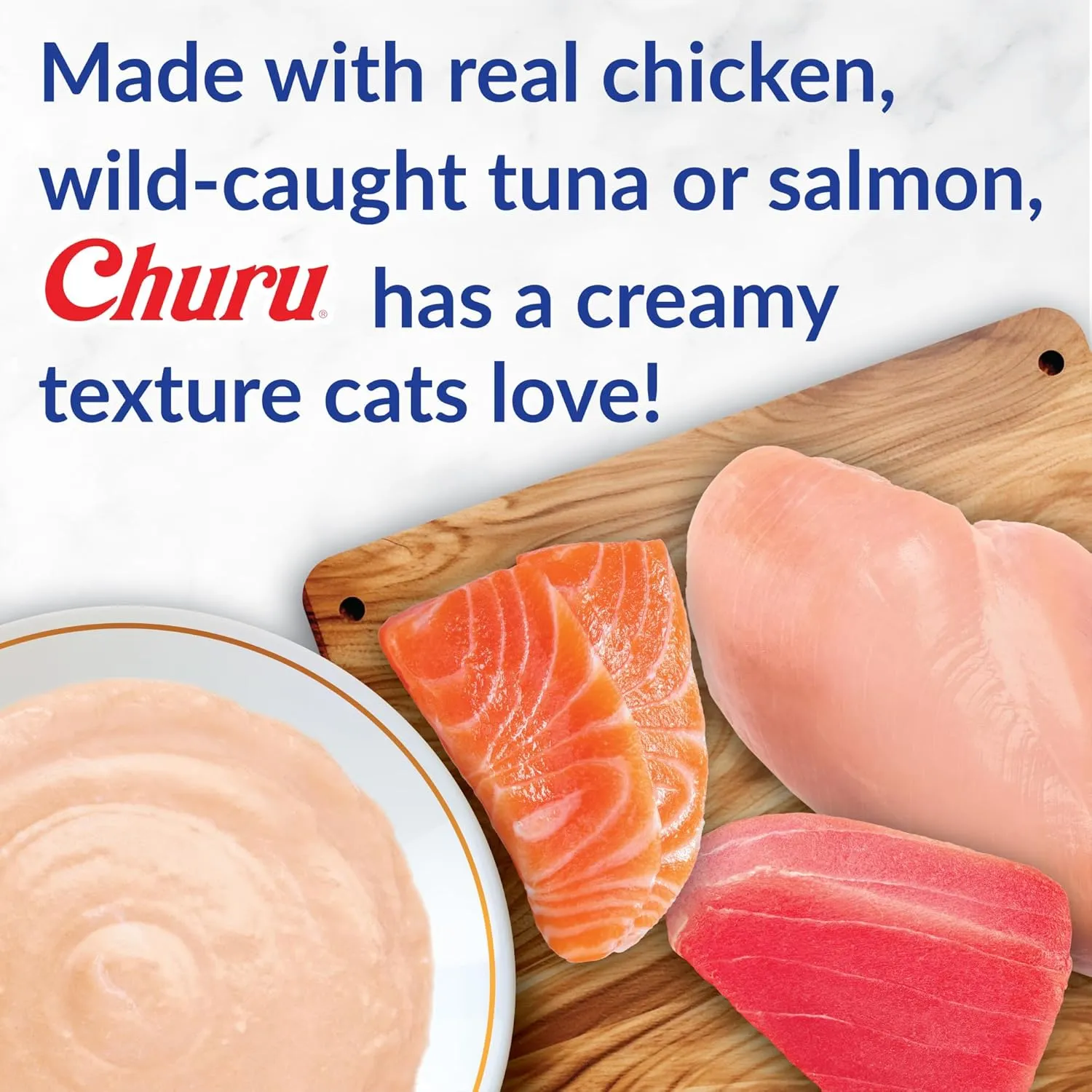 INABA Churu Cat Treats, Grain-Free, Lickable, Squeezable Creamy Pure Cat Treat/Topper with Vitamin E & Taurine, 0.5 Ounces Each Tube, 50 Tubes, Tuna & Chicken Variety