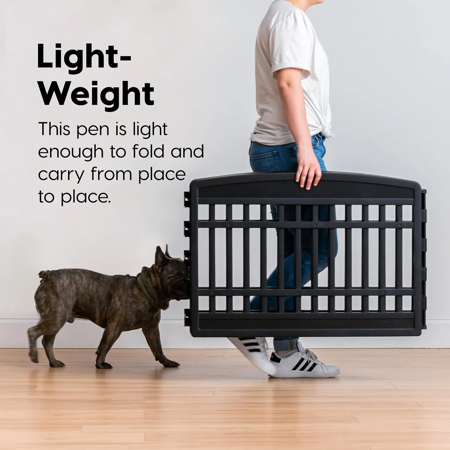 IRIS USA 24" 6-Panel Puppy Playpen, 61 x 61 x 24, Puppy Fence, Dog Playpen, Dog Play Pen Indoors, Pet Fence, Small/Medium Pets, Black