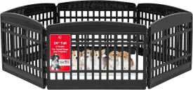 IRIS USA 24" 6-Panel Puppy Playpen, 61 x 61 x 24, Puppy Fence, Dog Playpen, Dog Play Pen Indoors, Pet Fence, Small/Medium Pets, Black
