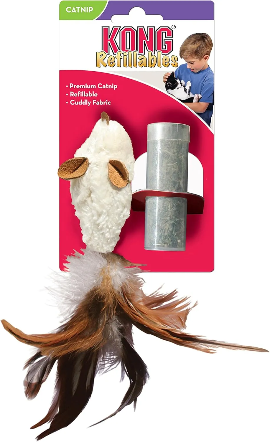 KONG Feather Mouse Catnip Toy (Colors vary)