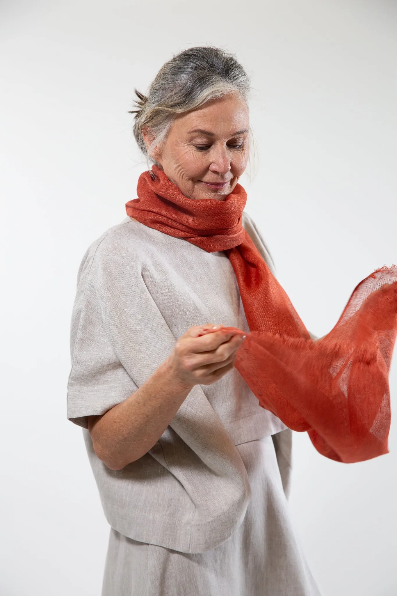Linen Gauze Scarf | Rust