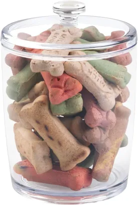mDesign Tall Plastic Pet Storage Canister Jar with Lid - Holds Pet Food, Treats, Toys, Medical, Dental and Grooming Supplies - Great for Dogs, Puppies, Cats, Kittens - Medium - Clear