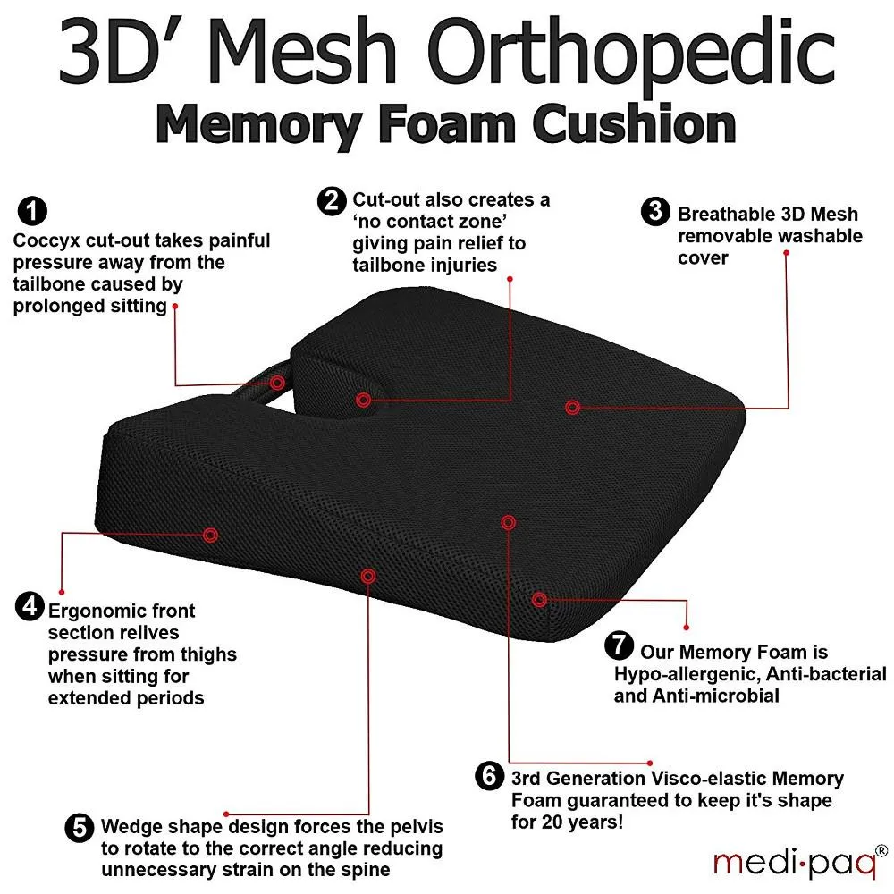 Medipaq®️ Memory Foam Coccyx Cushion
