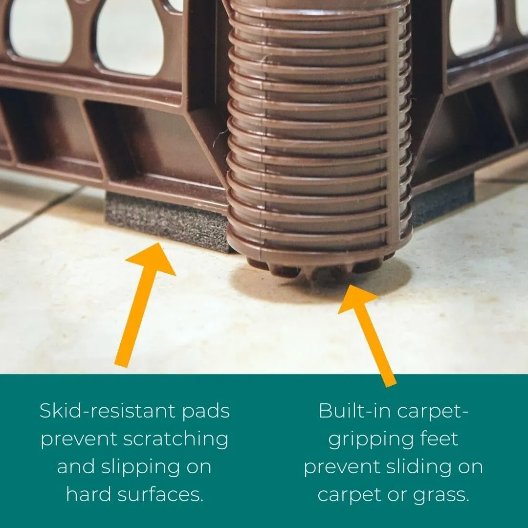 MyPet North States Petyard Passage: 4-Panel Folding Dog Playpen Indoor or Outdoor. 7 sq. ft. Puppy Playpen, Lockable Pet Door. Freestanding Play Pen Dog Gate. Made in USA. 26" Tall, Brown