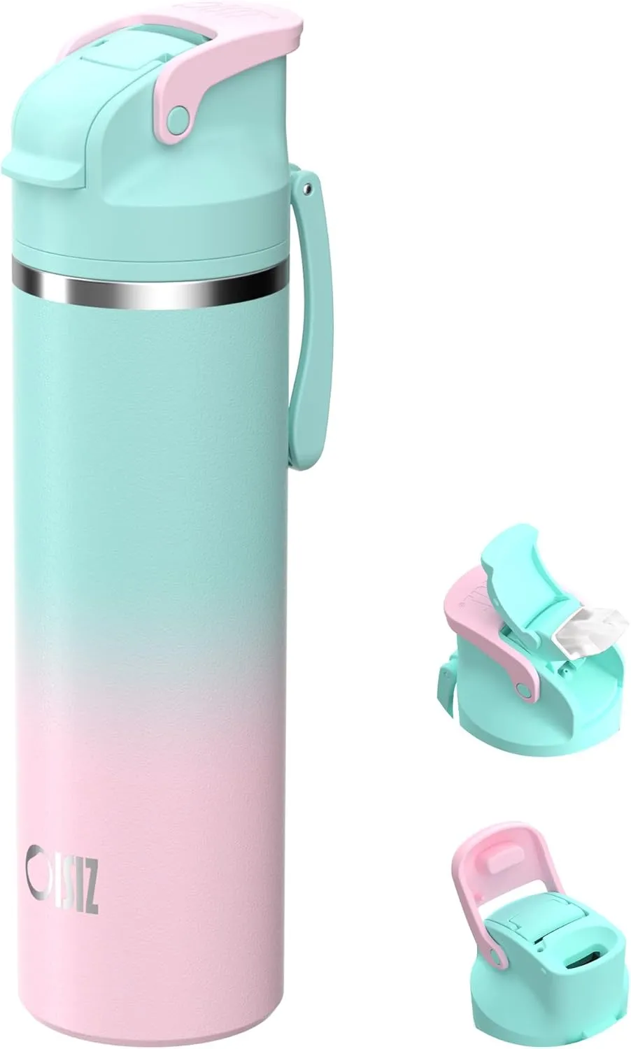 OISIZ Insulated Water Bottle 24 oz with 2-in-1 Straw and Swig Lid, Leakproof and BPA Free, Keep Cold 24H, Vacuum Stainless Steel Water Bottle for School, Travel and Sports, All Dishwasher Safe