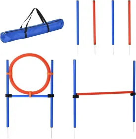 PawHut Dog Agility Training Equipment with Easy 3-Piece Set, Dog Obstacle Course for Backyards of Small Size, Includes Dog Hurdles, Weave Poles, Hoop
