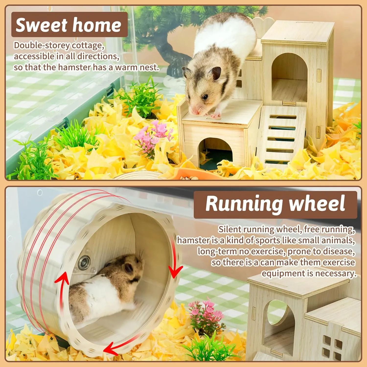 Portable and Foldable Hamster Cages with Wheels, Castle Habitat, and Exercise Wheel, Easy to Move and Store Suitable for Guinea Pigs, Rat and Other Small Animals (Blue)