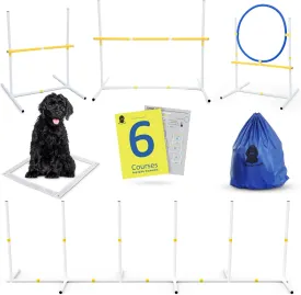 Ruby & Friends Dog Agility Course Backyard Set: Create 6 Sturdy Obstacle Courses with Our Dog Agility Equipment, Including Weave Poles, Ring Jumps and Hurdles with This Obstacle Course for Dogs