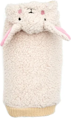 The Worthy Dog Sheep Hoodie, Winter Warm Dog Clothing, Outfits Cold Weather Pet Coat, Sherpa Fleece Fabric - Small, White