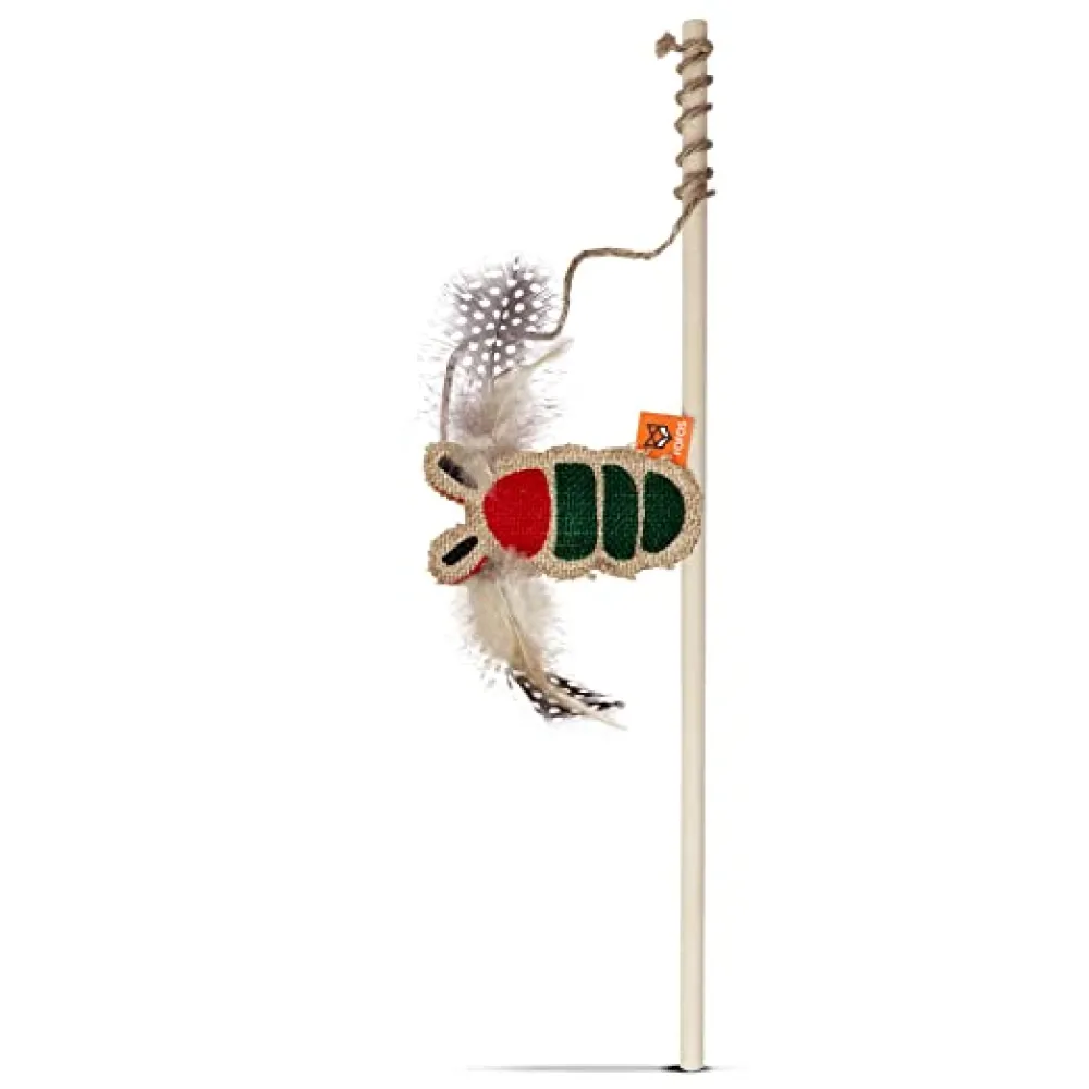 Trixie Wind Up Mouse Toy and Fofos Scandi Beetle with Wooden Stick Toy for Cats Combo